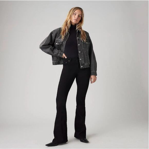 Women's 726 Minimalist High Rise Slim Fit Flare Jeans size 33 in Black Plus - Picture 1 of 4